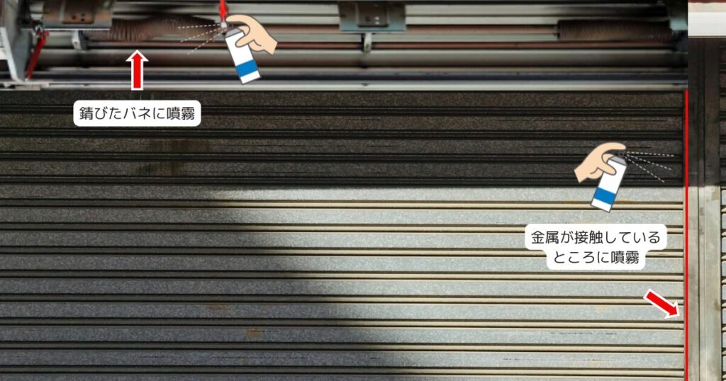 シャッターのスプレー箇所